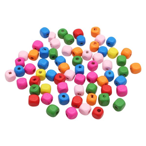 Бусины дерево ⌀8 мм, цветной микс, куб, 18 г, Astra&Craft, Яркий микс