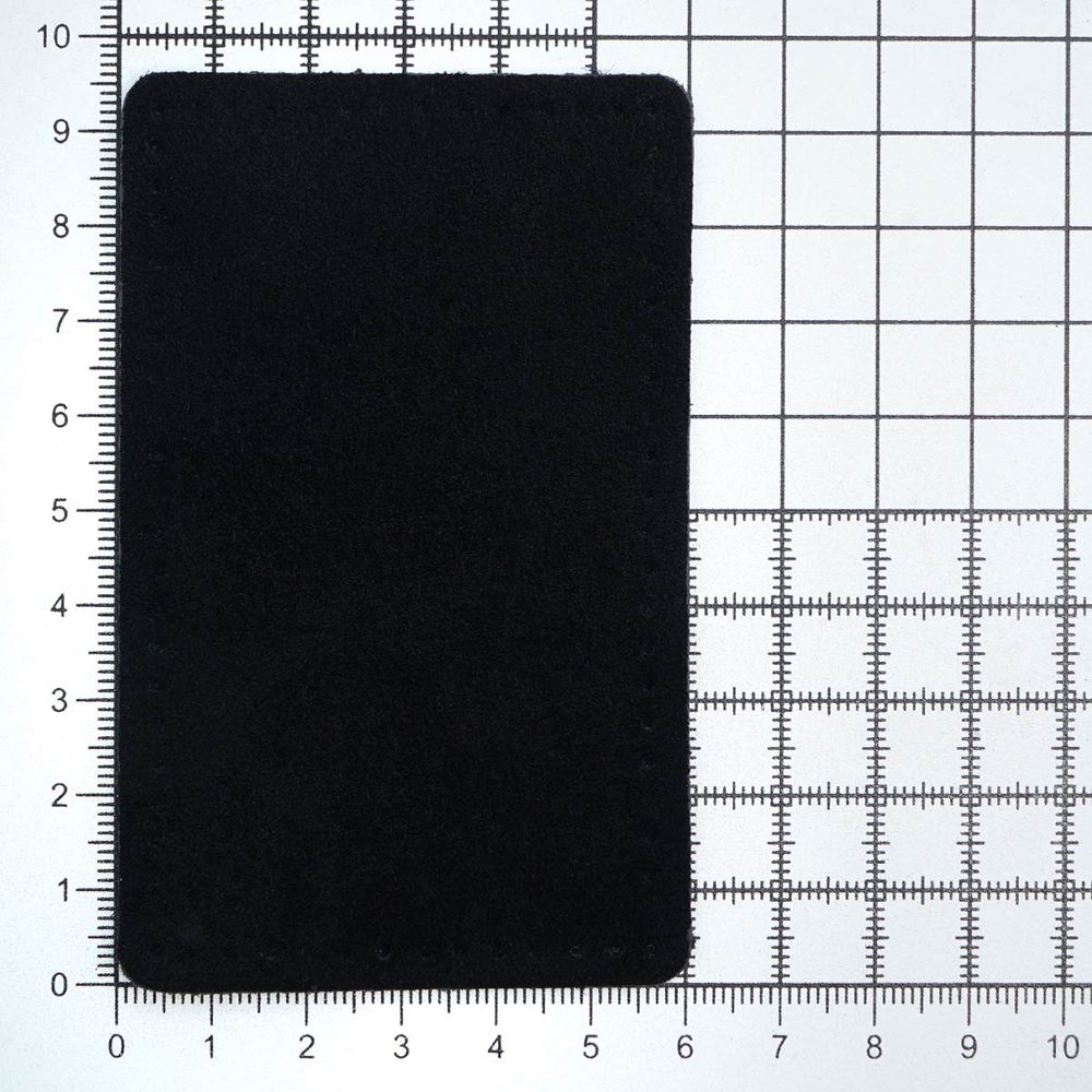 Заплатки пришивные из замши, прямоугольник 6х9,6см с перфорацией, 2 шт, 100% кожа, 20 черный, 59113
