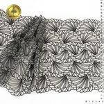 Кружево на сетке (вышитое) 225 мм, T93, цв.айвори+черный, 6м, Kruzhevo