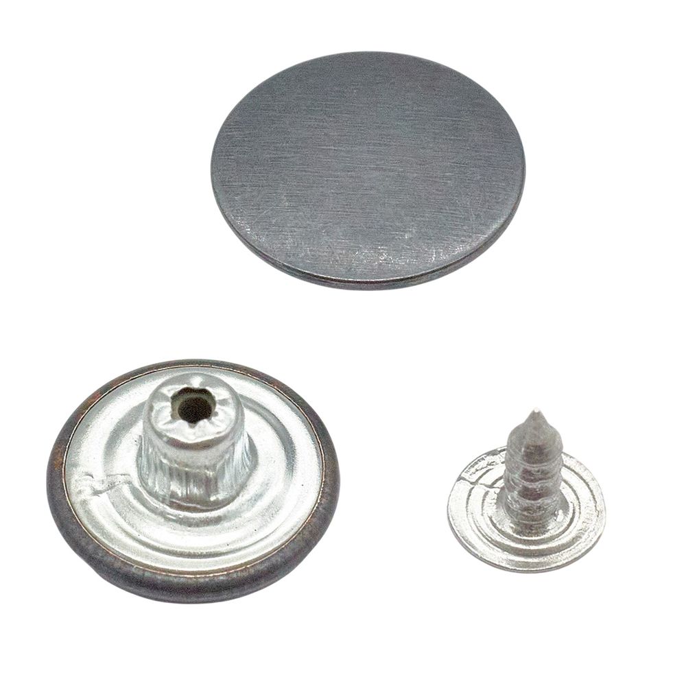 Пуговицы джинсовые ⌀17 мм, фиксированная ножка, сталь, гладкая, оксид, 100 шт, New Star