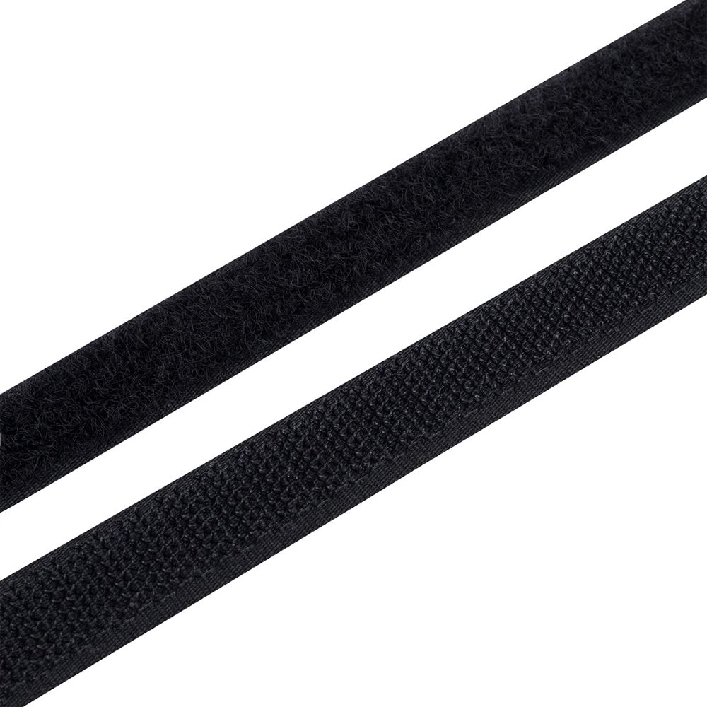 Лента контактная липучка (велкро) пришивная 16 мм, / 25 метров, черный, Hobby&amp;Pro, ПАРА (крючок+петля), качество "A"