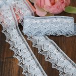 Кружево вязаное (тесьма) 37 мм, диз.K-10034 цв.голубой+белый, 3 метра, Kruzhevo