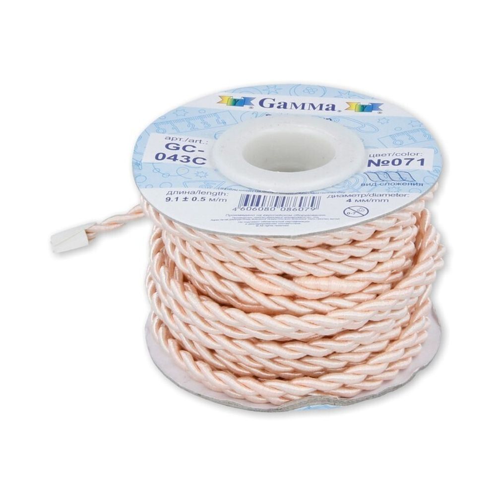 Шнур витой ⌀4.0 мм, 9.1 м, 071 св.кремовый, Gamma GC-043C