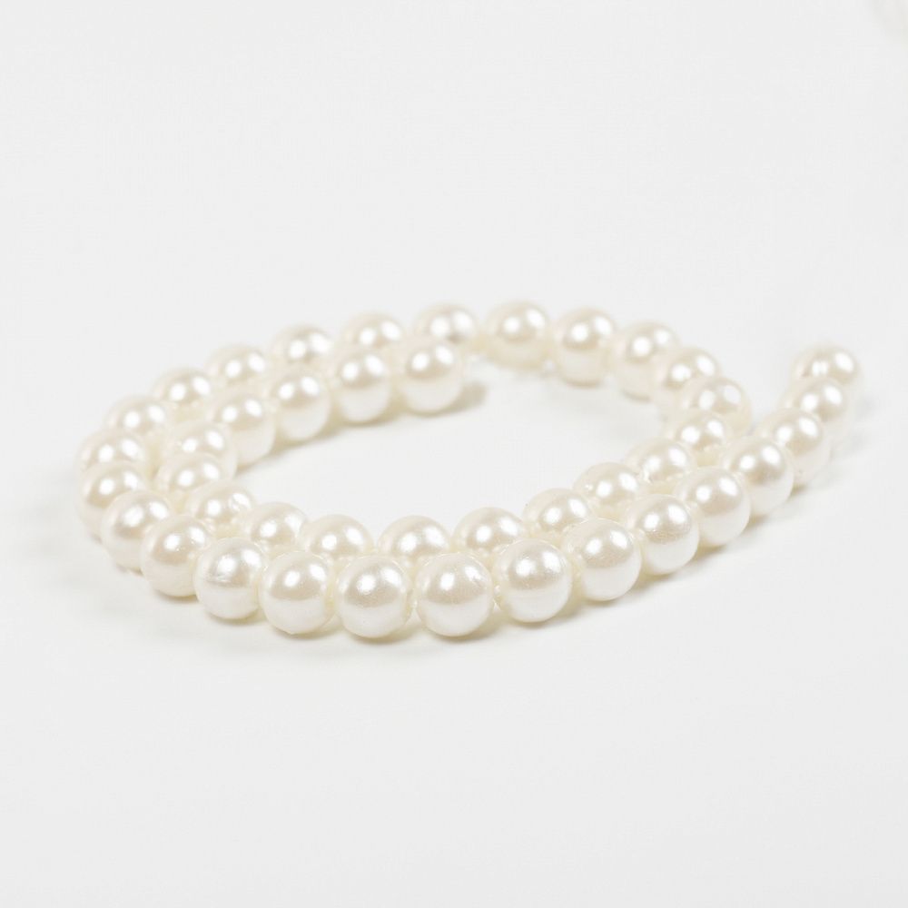 Бусины пластик (перламутр) ⌀12 мм, цв.001 молочный, уп.500г (530 шт), Magic4Hobby