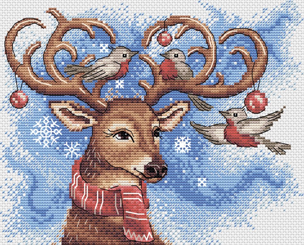 Набор для вышивания нитками МП Студия (Жар-птица), Мечтательный олень 18х22 см
