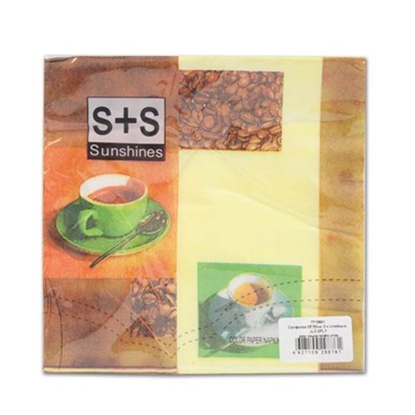 Салфетки 33х33см, 2-х слойные 20 шт/упак (две чашки кофе), JLC-2PLY
