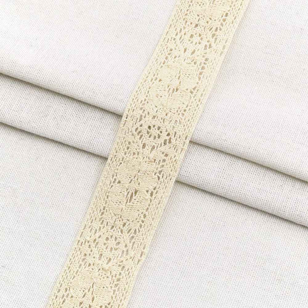 Тесьма отделочная 34 мм / 18.2 метра, А7056 хлопок, вязаная, бежевый, 21228