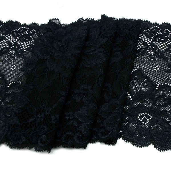 Кружево бельевое эластичное 170 мм / 10 м, т.синий