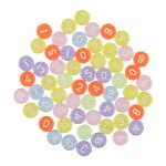 Бусины пластик 4х7 мм, 500 шт (10х50 шт), №02 прозрачные/цветные цифры, Hobbius ABFF