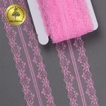 Кружево отделочное в стиле "трикотаж" 40 мм, диз. 275, цв.12 розовый, уп. 27,4 м