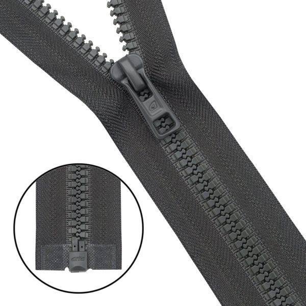 Молния трактор Arta Т6 (6 мм) 1 зам., разъем., 80 см, (2076), A315 графит, НОВЫЙ МАТОВЫЙ ЗАМОК, уп.5 штук