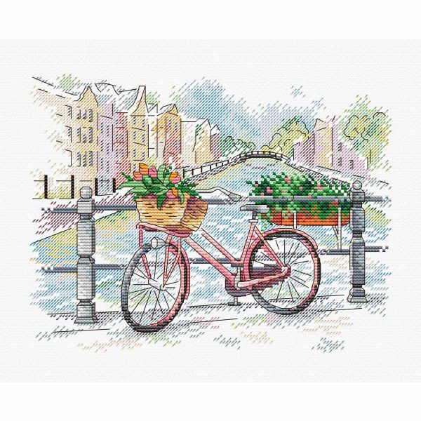 Набор для вышивания нитками МП Студия, На мосту 22х18см