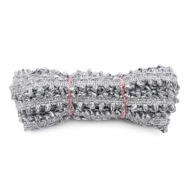 Тесьма отделочная вязаная 17 мм, 10 м, (серебро)