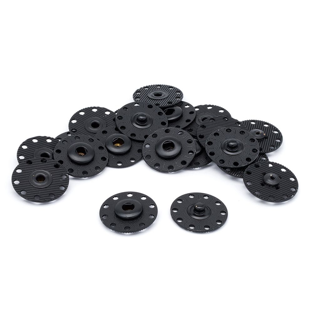 Кнопка пришивная металл ⌀25.0 мм, металл, Black, уп.10 шт