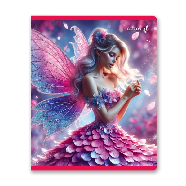 Тетрадь ученическая общая, выборочные блёстки, A5+ 48 л. на скобе 65 г/м², белизна 100 %, 10 шт, клетка, 01129 Микс-Розовый кристалл, Светоч Т83