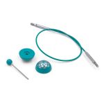 Тросик поворотный для съемных спиц KnitPro Mindful, 20см, нержавеющая сталь с нейлоновым покрытием, бирюзовый, 36602