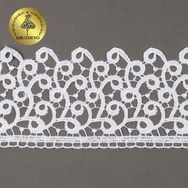 Кружево гипюр (плетёное) 80 мм, TR.8G8386, 03 белый, 12м, Kruzhevo