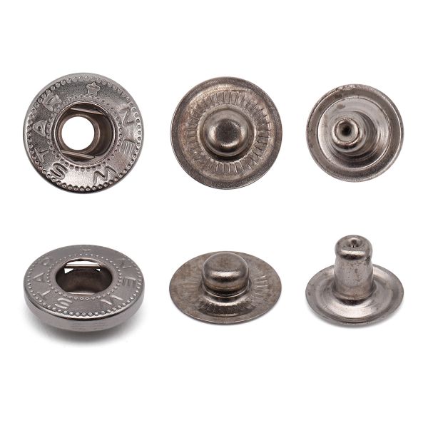 Кнопка Альфа (S-образная) ⌀15.0 мм, 3 части (без шляпы), сталь, чер.никель, 720 шт
