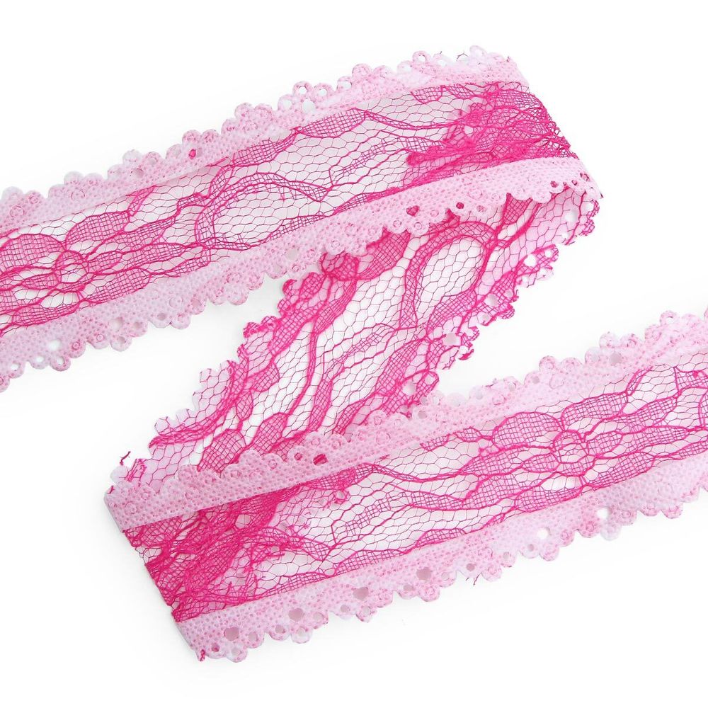 Тесьма отделочная ажурная 50 мм, 25 м, (03 розовый/ярко-розовый)
