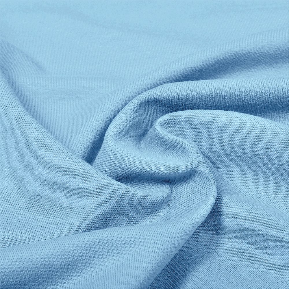 Футер 2-нитка петля гладкокрашеный, 240 г/м², 72% х/б, 20% п/э, 8% эласт, 180 см, цв. небо, 6м /TOS/