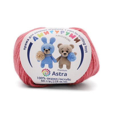 Пряжа Astra Premium (Астра Премиум) Амигуруми / уп.6 мот. по 50 г, 175 м, 088 брусника
