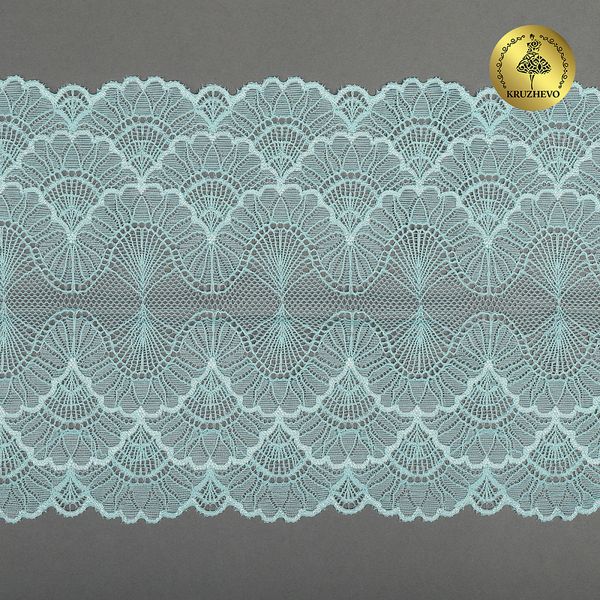 Кружево эластичное (стрейч) 8034 195мм цв.F201 мята, 10 метров, Kruzhevo