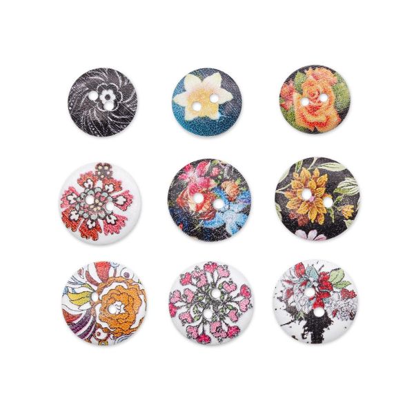 Украшения декоративные пуговицы деревянные Цветы №6, 15-18 мм, 100 шт