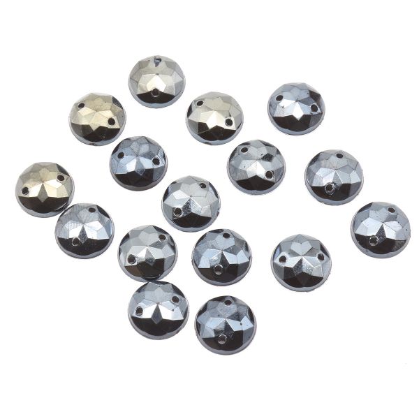 Стразы пришивные, акриловые, 10мм, 15 штук (круглые) Astra&Craft (графит АВ)