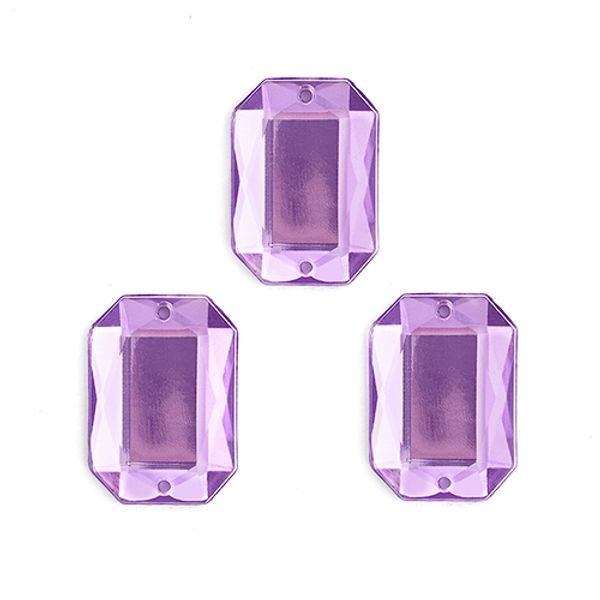 Стразы пришивные акриловые 13x18 мм прямоугольник цв.05 сиреневый, уп.100 шт