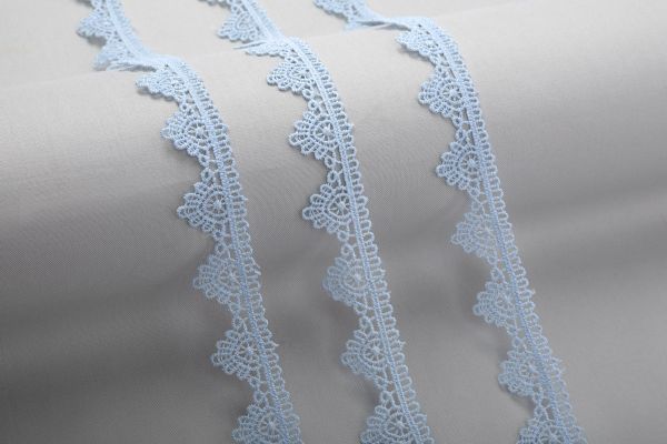 Кружево гипюр (плетёное) 25 мм / 10 м, св.голубой, Gamma GGM-2501