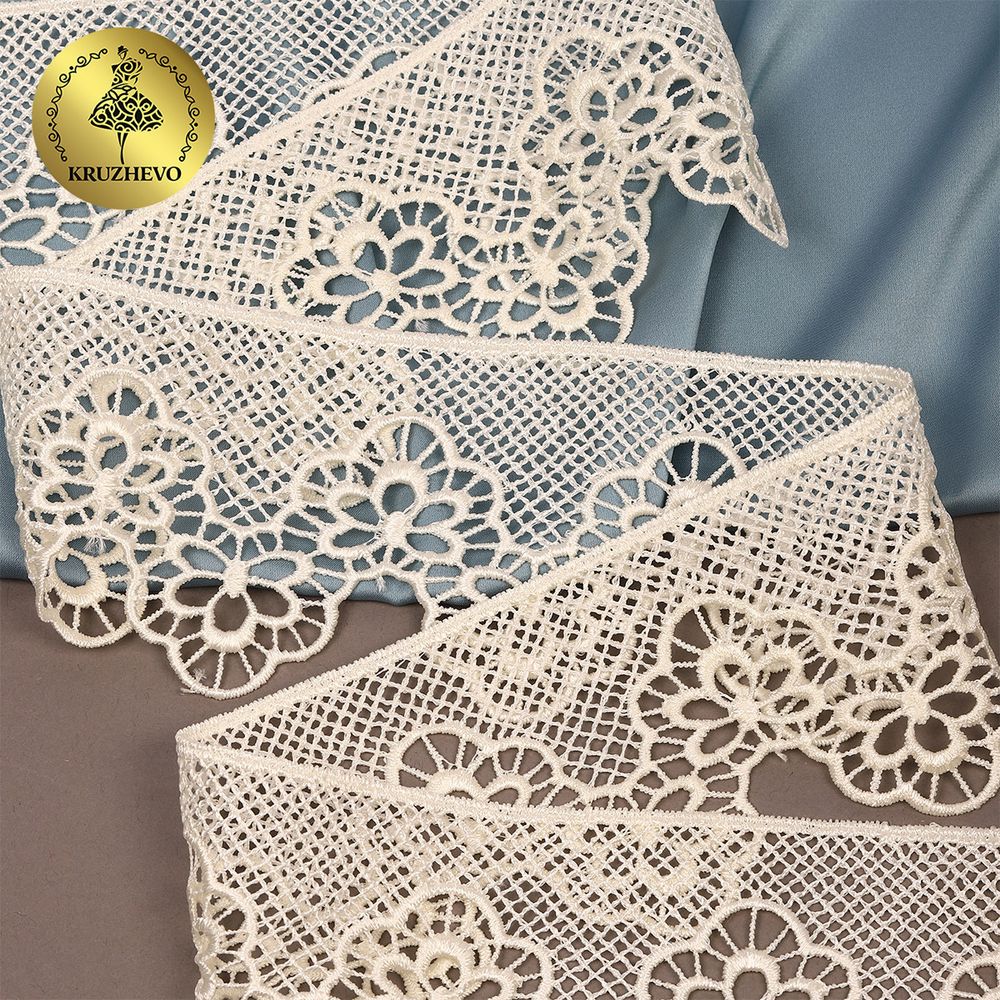 Кружево гипюр (плетёное) 80 мм, 0741 цв.молочный уп.13.71м, Kruzhevo