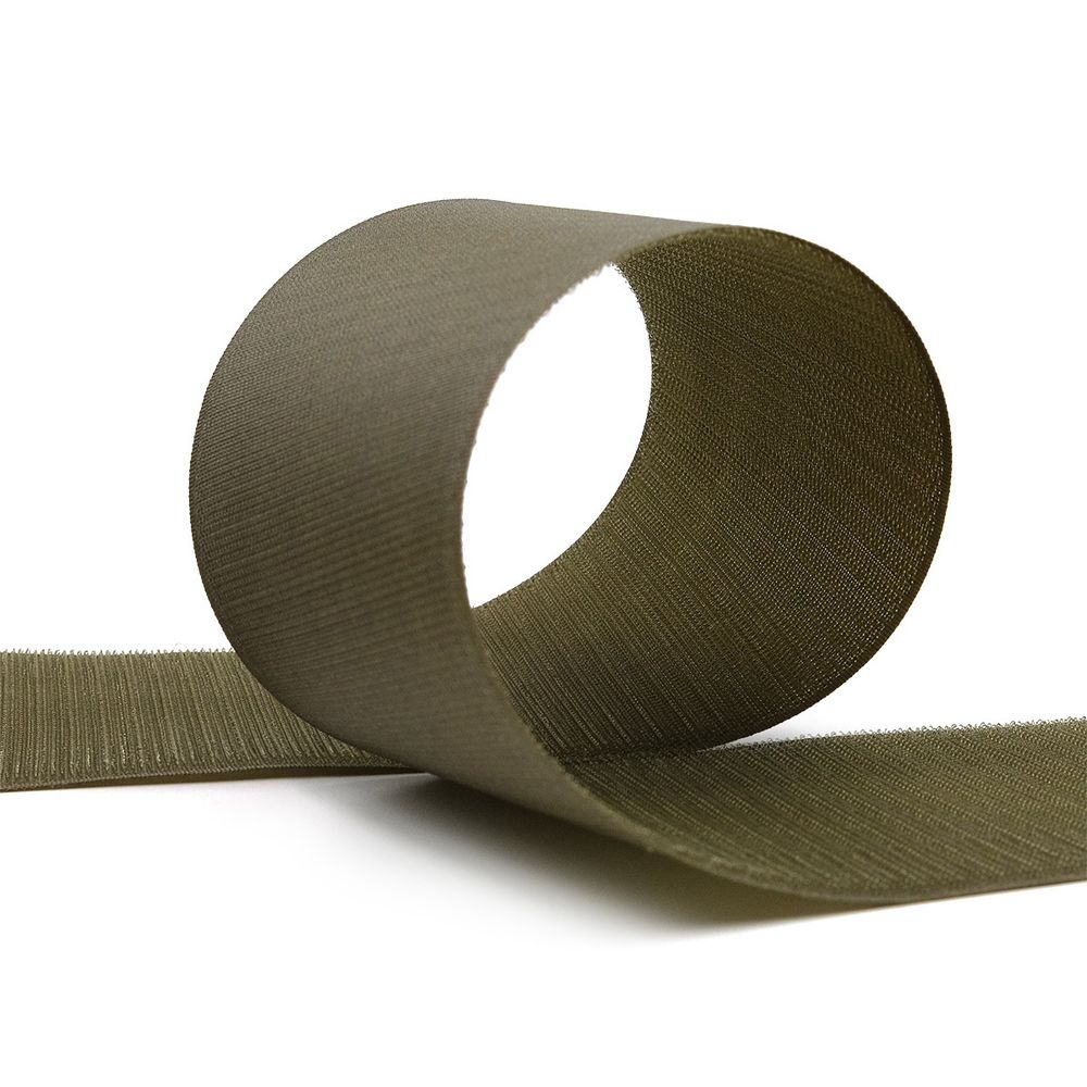 Лента контактная липучка (велкро) пришивная уп. 100 мм / 25 метров, оливковый, 121-20510/291, КРЮЧОК, качество "A"
