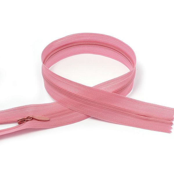 Молния потайная (скрытая) Т3 (3 мм) 1 зам., н/раз., 60 см, цв.F137 розовый уп.50 шт