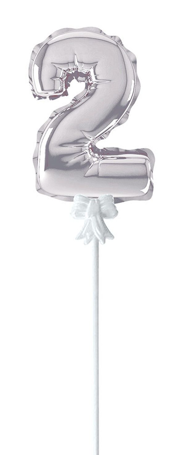 Шар самодув Цифра, 5 шт, 2, серебряная, Boomzee FBZ-04