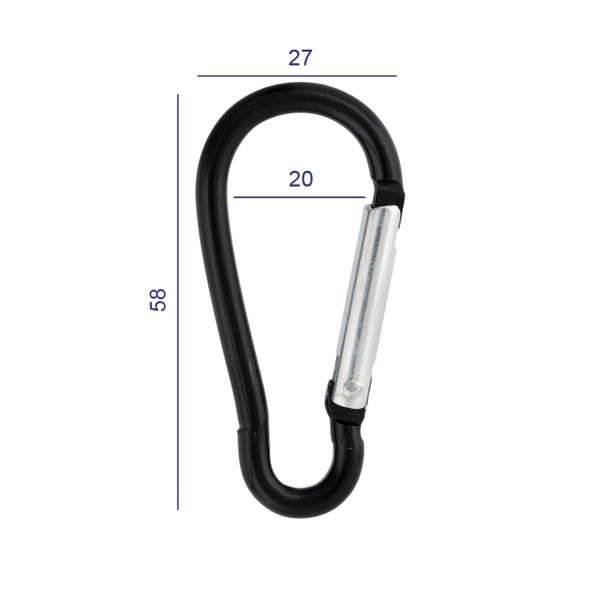 Карабин металл 20.0 мм (58х27 мм), 10 шт, 07 черный, Gamma GH 120/25/10