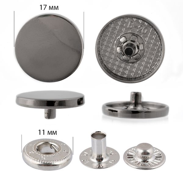 Кнопка Альфа (S-образная) ⌀17.0 мм, ≈50 шт, (внутренние ⌀11 мм) цв.чер.никель, TY.B-17.633, TBY