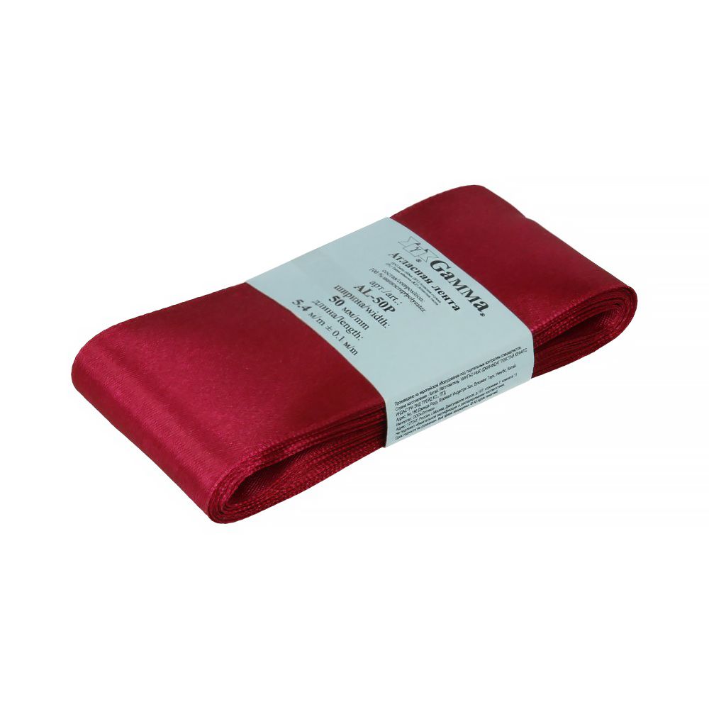 Лента атласная 1-сторонняя 50.0 мм / 5 шт по 5.4 метра, №142 св.фиолетовый, Gamma AL-50P