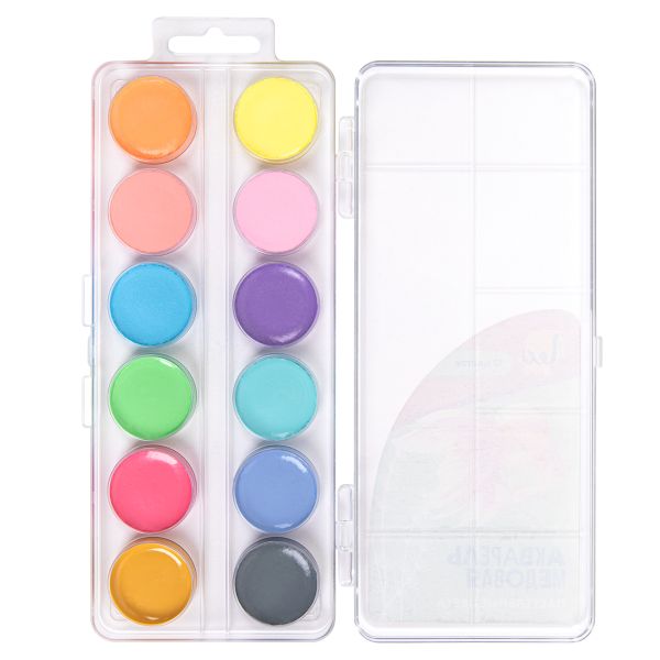 Краска акварель Лео Ярко медовые, без кисти (пастельная) 12 цв, пастельные цвета, Лео LBPW-0112