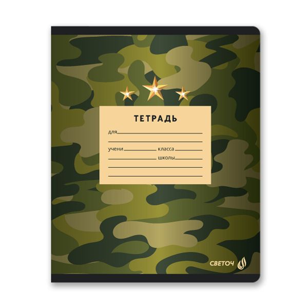 Тетрадь ученическая школьная A5 12 л. на скобе 65 г/м², белизна 100% 25 шт клетка, 01397 Отважный, Светоч Т74
