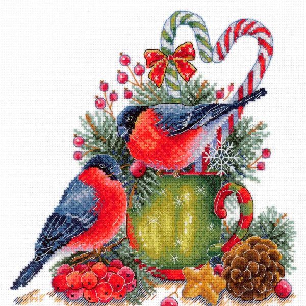 Набор для вышивания нитками МП Студия, Зимние беседы 19х19 см