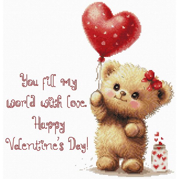 Набор для вышивания нитками Luca-S B1424, Мое сердце 2 24х25 см