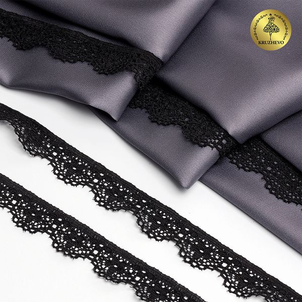Кружево эластичное (стрейч) 15 мм 8031, цв.02 черный уп.50м, Kruzhevo