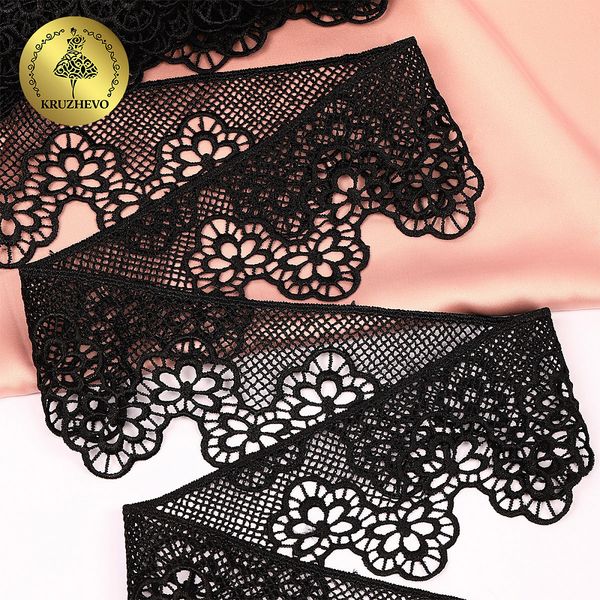Кружево гипюр (плетёное) 80 мм, 0741 цв.черный уп.13.71м, Kruzhevo