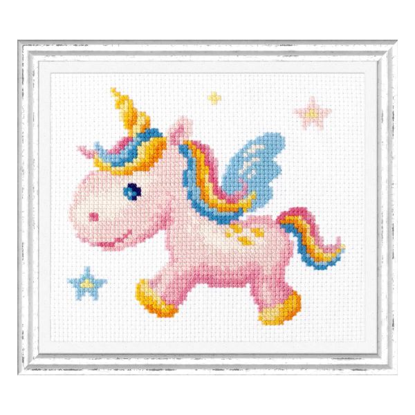 Набор для вышивания нитками Чудесная игла, Радужный единорожек 15 х14 см