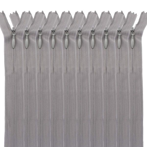 Молния потайная (скрытая) Т3 (3 мм) 1 зам., н/раз., 20 см, св.серый, 31205 / 20, 10 шт