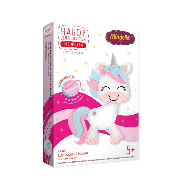 Набор для шитья игрушки Единорог 19 см, Miadolla KD-0261
