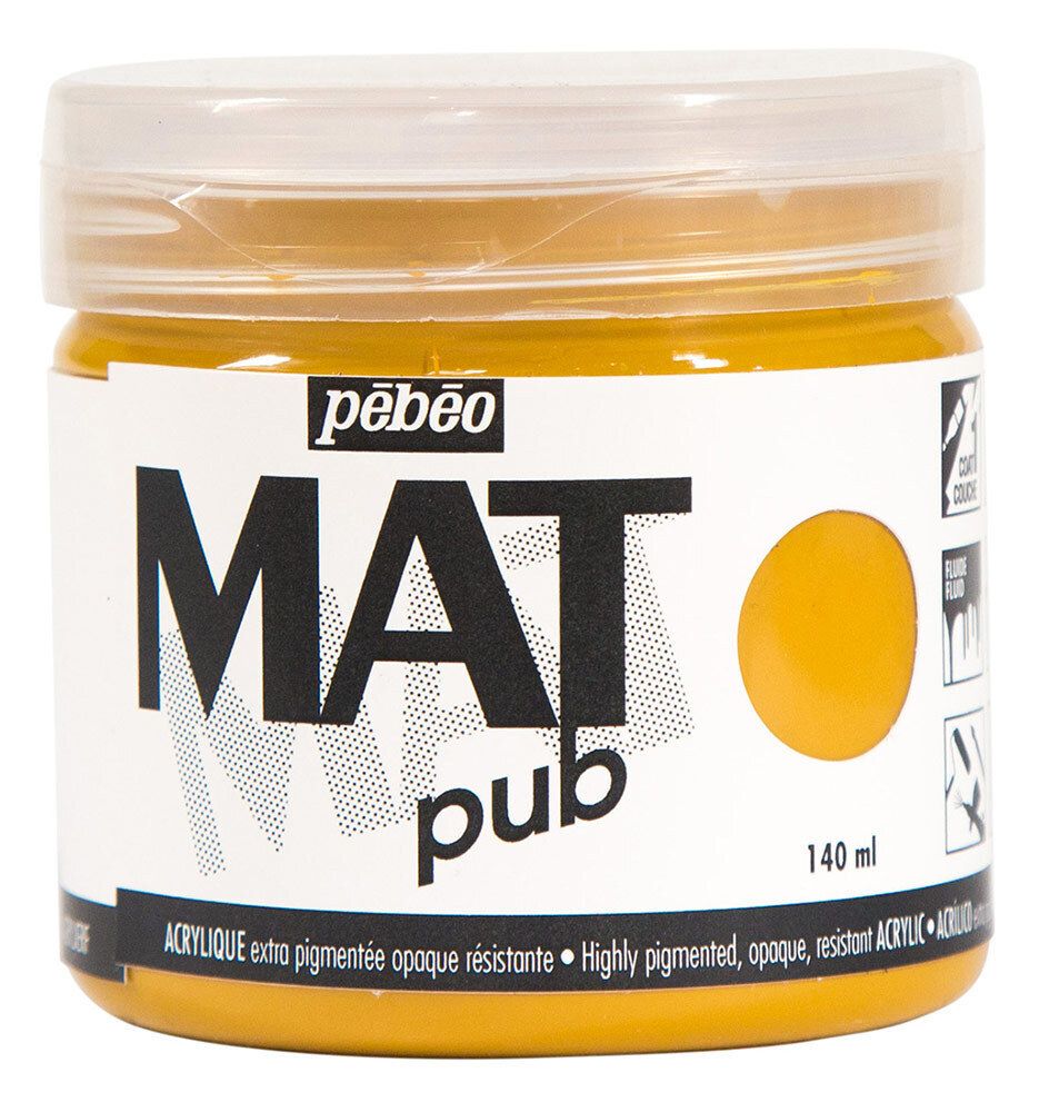 Краска акриловая экстра матовая Mat Pub 1, 140 мл, 256018 охра, Pebeo