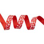 Лента репсовая (в рубчик) Цветочки 4 1,5см*22.86 м (красный)