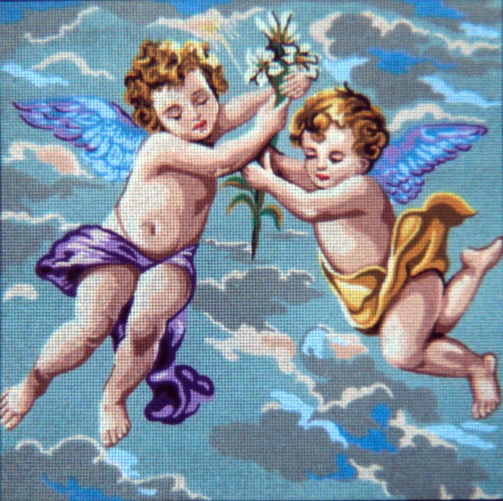 Рисунок для вышивания Soulos (канва жесткая), &quot;Ангелочки в голубом&quot;, 50х50 см