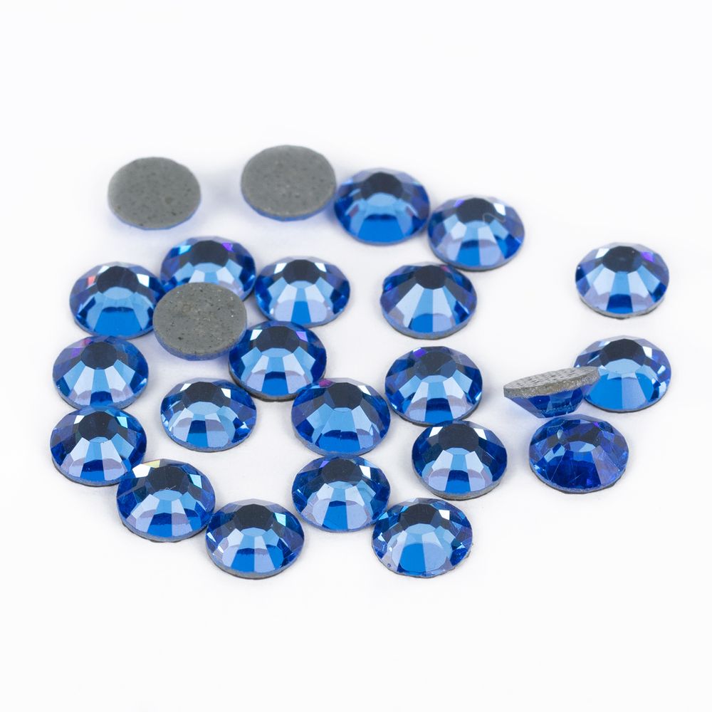 Стразы клеевые стекло 4.7 мм, 5х24 шт, SS20 №05 синий (Sapphire), Zlatka ZRTG-2024